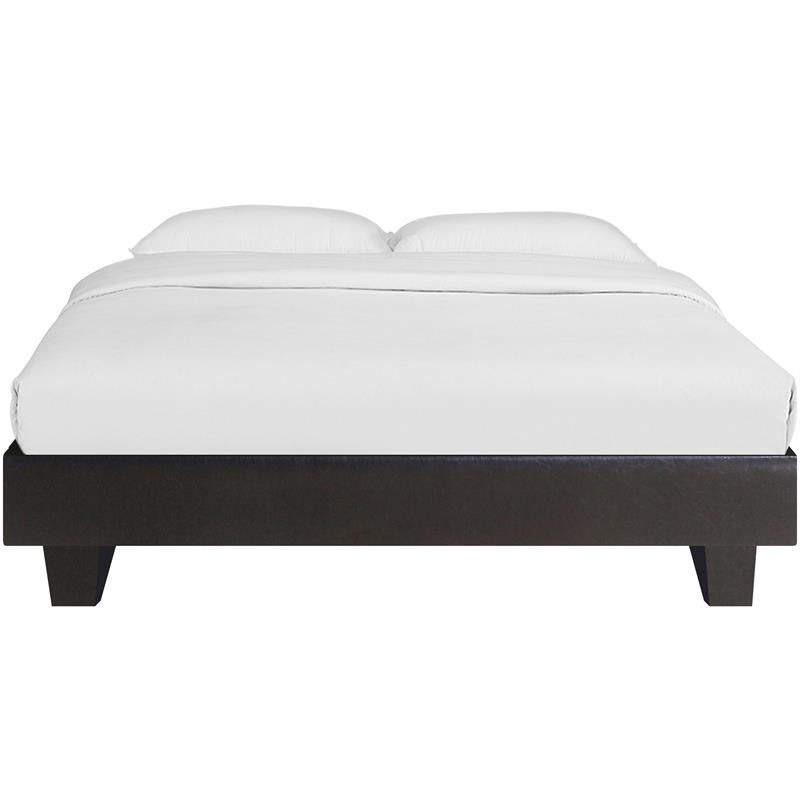 Camden Isle Acton Upholstered Black Faux Leather Queen Platform Bed