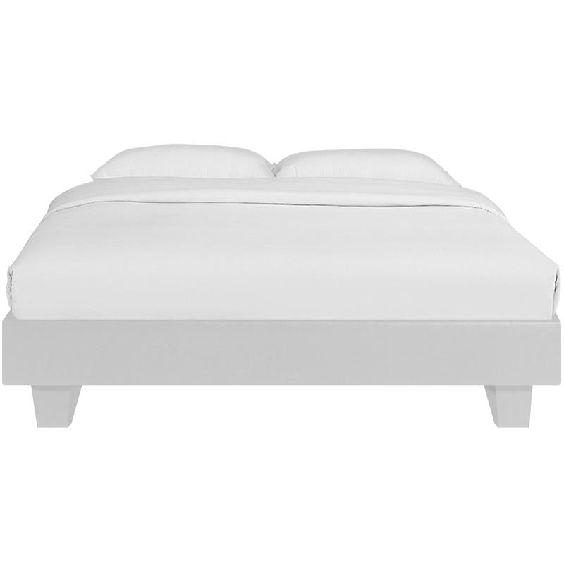 Camden Isle Acton Upholstered White Faux Leather Queen Platform Bed