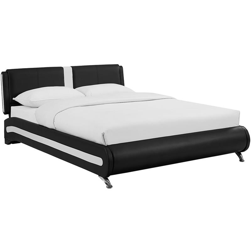 Camden Isle Carlton Upholstered Black Faux Leather King Platform Bed
