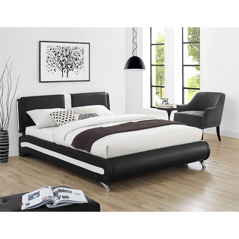 Camden Isle Carlton Upholstered Black Faux Leather King Platform Bed