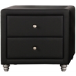 Camden Isle Upholstered 2 Drawer Nightstand in Black Faux Leather
