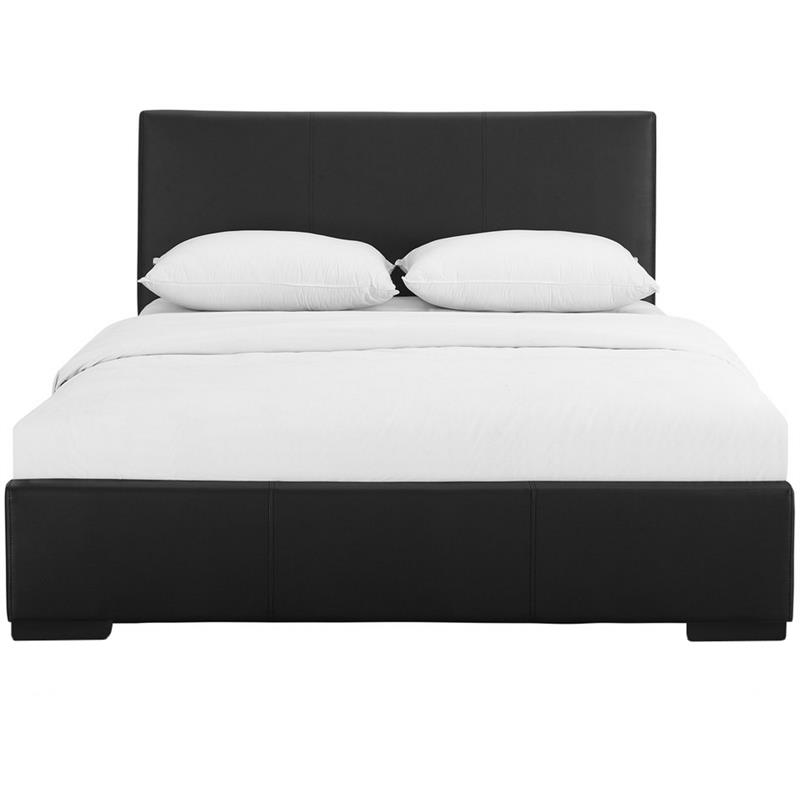 Camden Isle Black Faux Leather Queen Hindes Upholstered Platform Bed