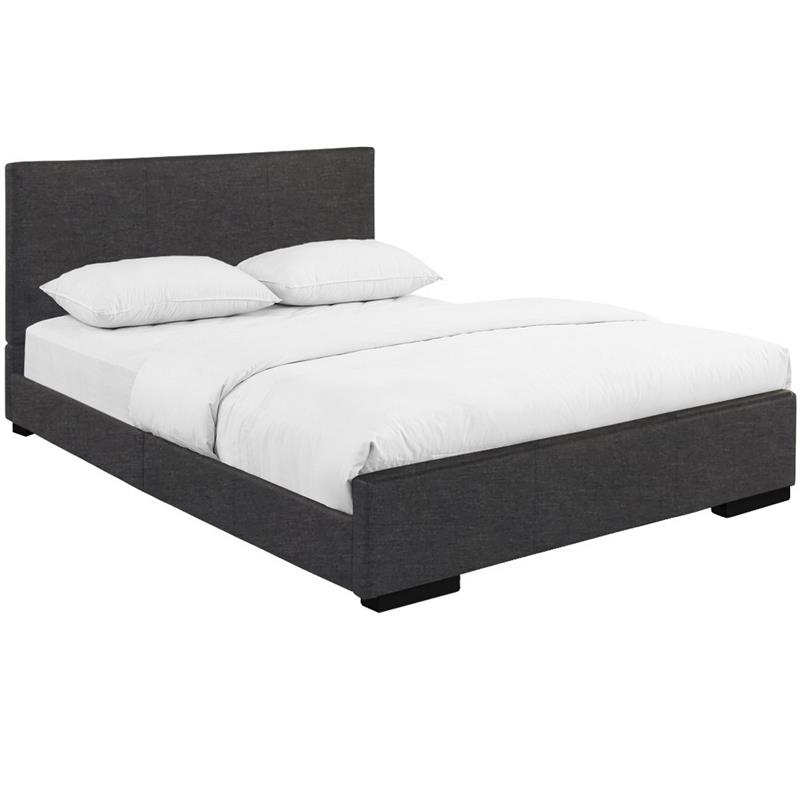 Camden Isle Gray Fabric Queen Hindes Upholstered Platform Bed