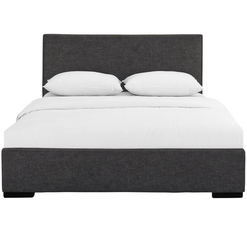 Camden Isle Gray Fabric King Hindes Upholstered Platform Bed