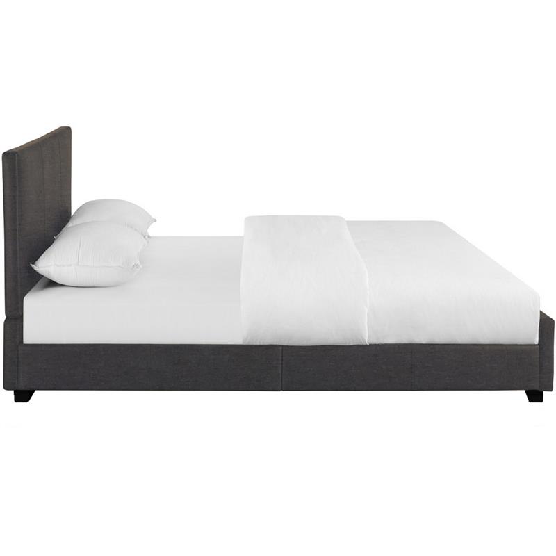 Camden Isle Gray Fabric King Hindes Upholstered Platform Bed