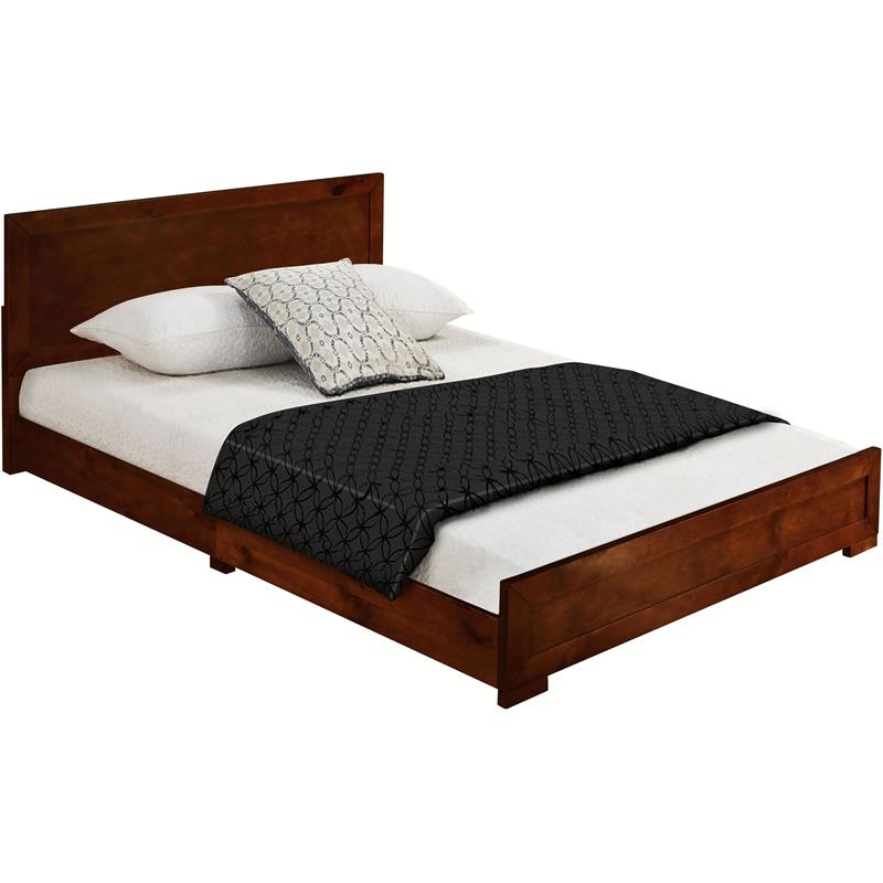 Camden Isle Queen Brown Walnut Finish Trent Wooden Platform Bed with Slat System