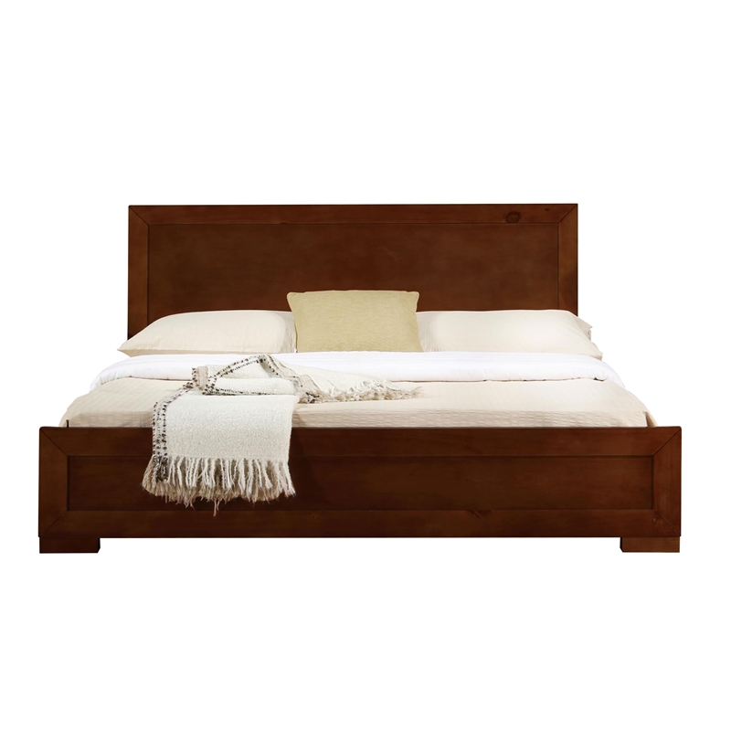 Camden Isle King Brown Walnut Finish Trent Wooden Platform Bed with Slat System