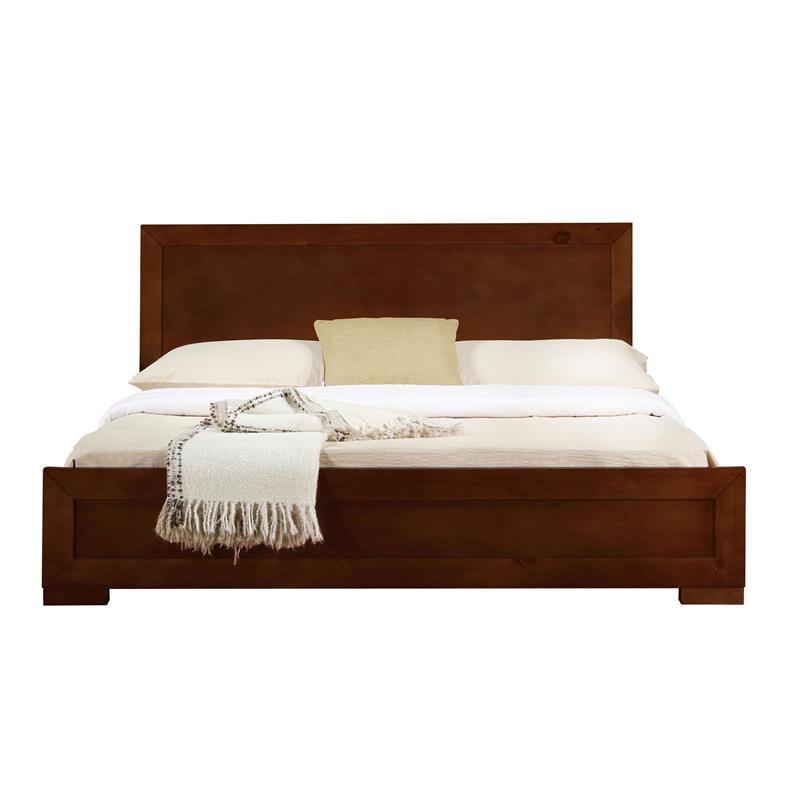 Camden Isle King Brown Walnut Finish Trent Wooden Platform Bed with Slat System