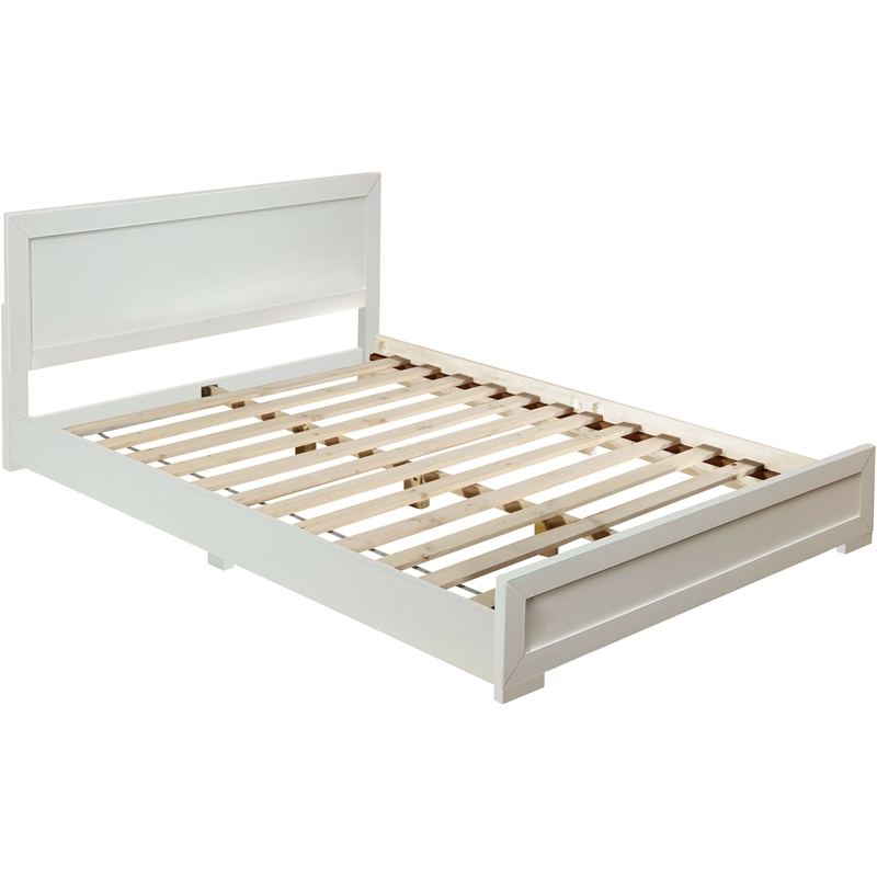 Camden Isle King Trent Wooden Platform Bed in White Finish with Full Slat System