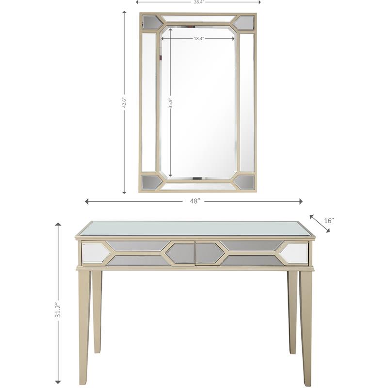 Camden Isle Keeley Wall Mirror and Mirrored Console Table