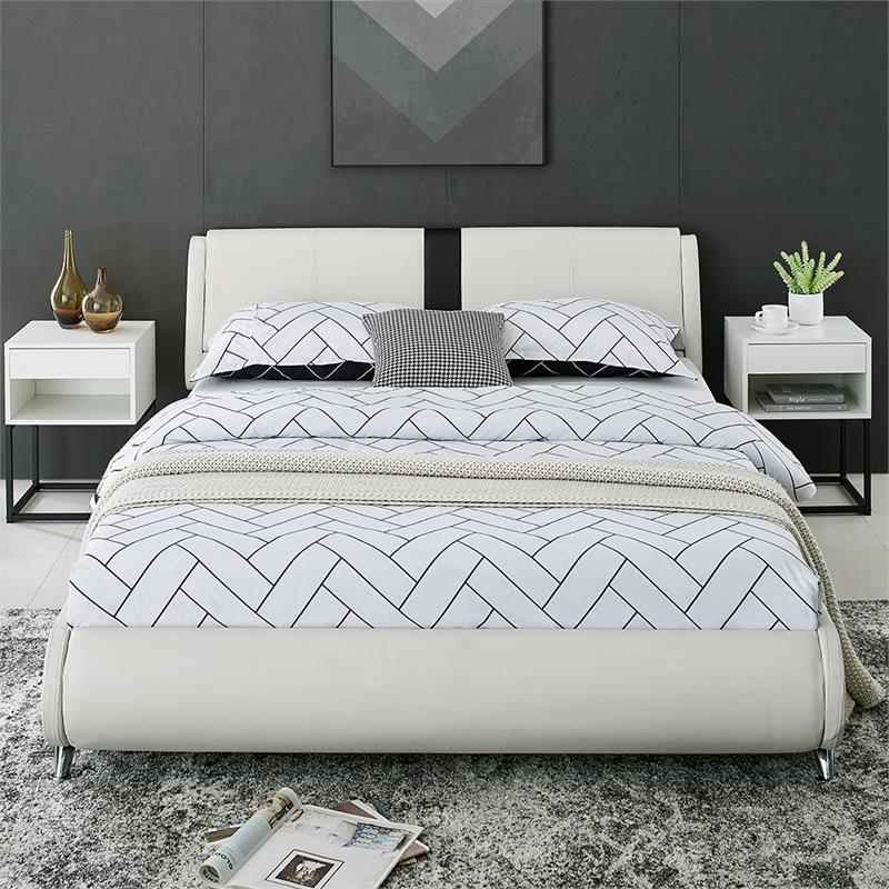 Camden Isle Upholstered Faux Leather Carlton Bed in King White