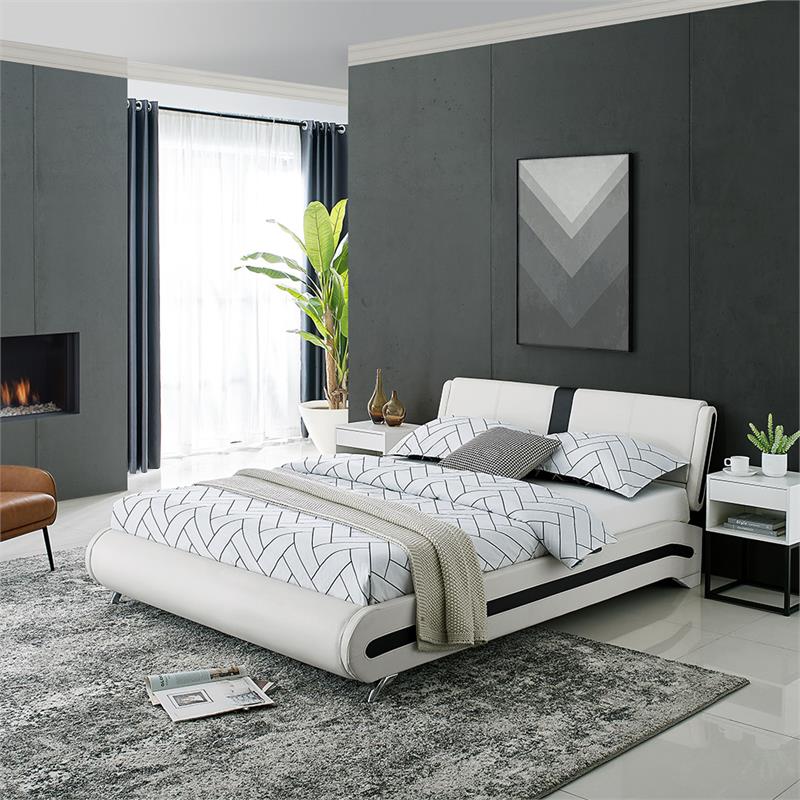 Camden Isle Upholstered Faux Leather Carlton Bed in King White