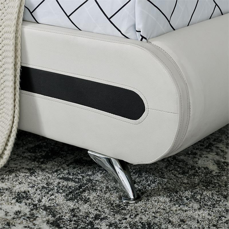 Camden Isle Upholstered Faux Leather Carlton Bed in King White