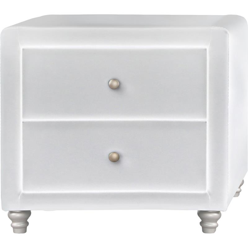 Camden Isle Faux Leather Upholstered Carlton Bed King White with 2 Nightstands