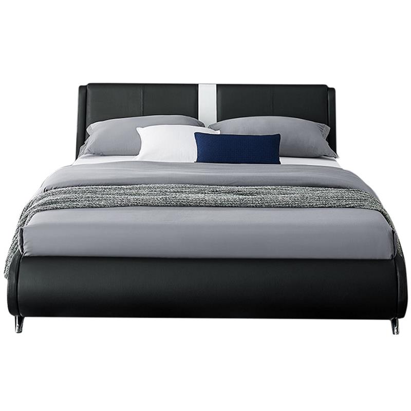Camden Isle Faux Leather Upholstered Carlton Bed Queen Black with 2 Nightstands