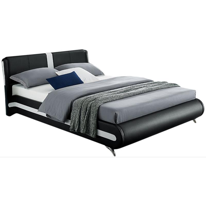 Camden Isle Faux Leather Upholstered Carlton Bed Queen Black with 2 Nightstands