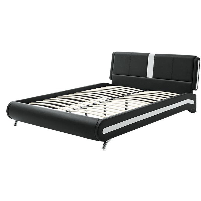 Camden Isle Faux Leather Upholstered Carlton Bed Queen Black with 2 Nightstands