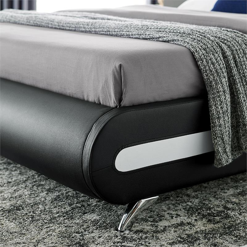Camden Isle Faux Leather Upholstered Carlton Bed Queen Black with 2 Nightstands