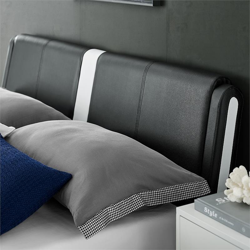 Camden Isle Faux Leather Upholstered Carlton Bed Queen Black with 2 Nightstands