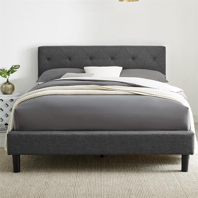 Camden Isle Upholstered Monticello Bed in Queen Gray Fabric