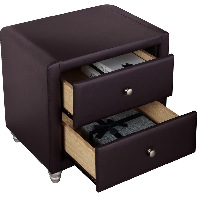 Camden Isle Upholstered Faux Leather 2 Drawer Nightstand in Brown