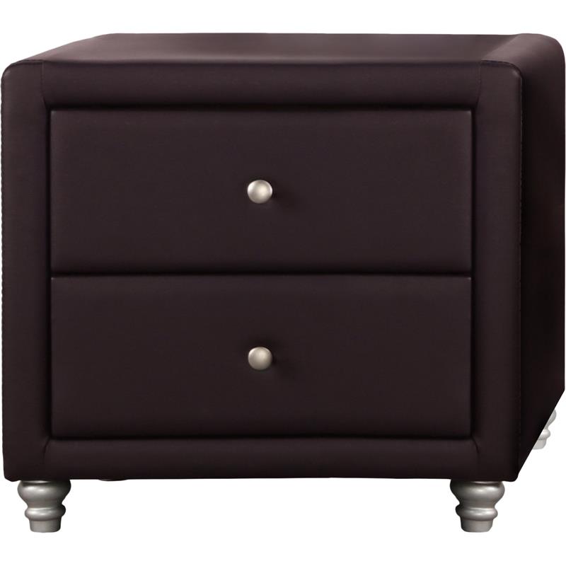 Camden Isle Upholstered Faux Leather 2 Drawer Nightstand in Brown