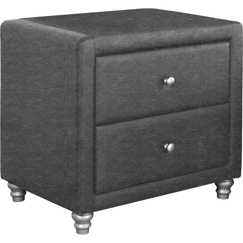 Camden Isle Upholstered Faux Leather 2 Drawer Nightstand in Gray