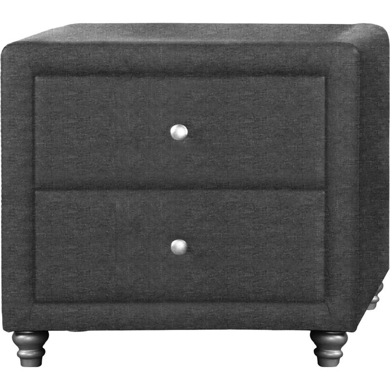 Camden Isle Upholstered Faux Leather 2 Drawer Nightstand in Gray