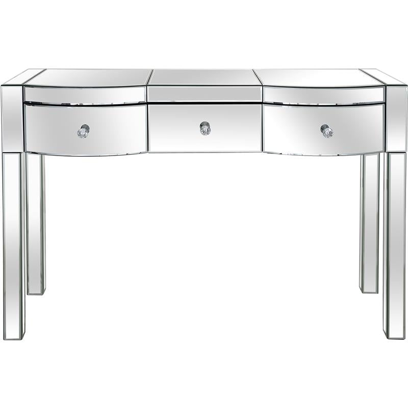 Monroe Clear Mirrored Glass Console Table with 3 Drawers