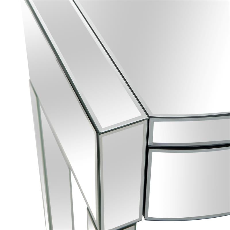 Monroe Clear Mirrored Glass Console Table with 3 Drawers