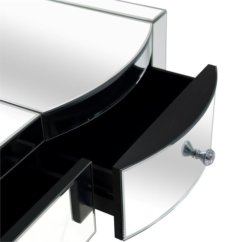 Monroe Clear Mirrored Glass Console Table with 3 Drawers