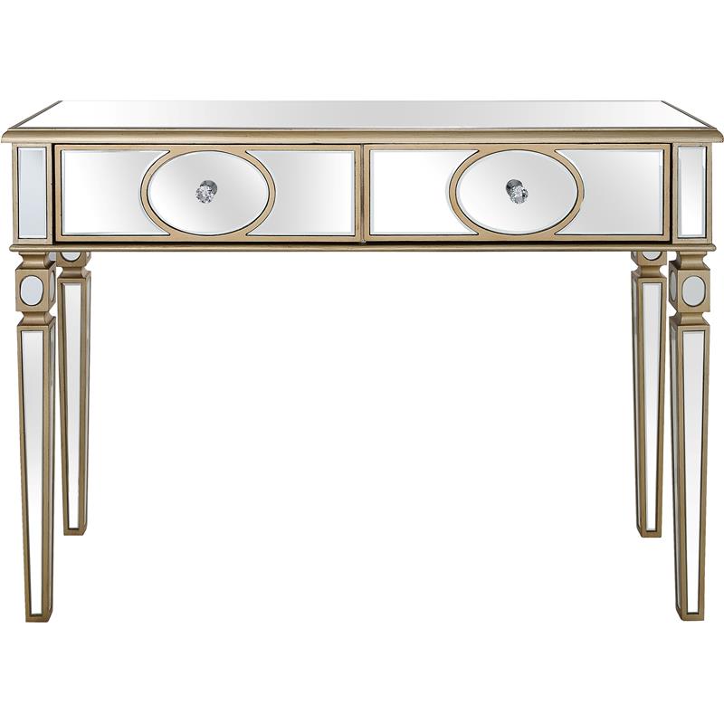 Holland Mirrored Glass Console Table with Gold Accents