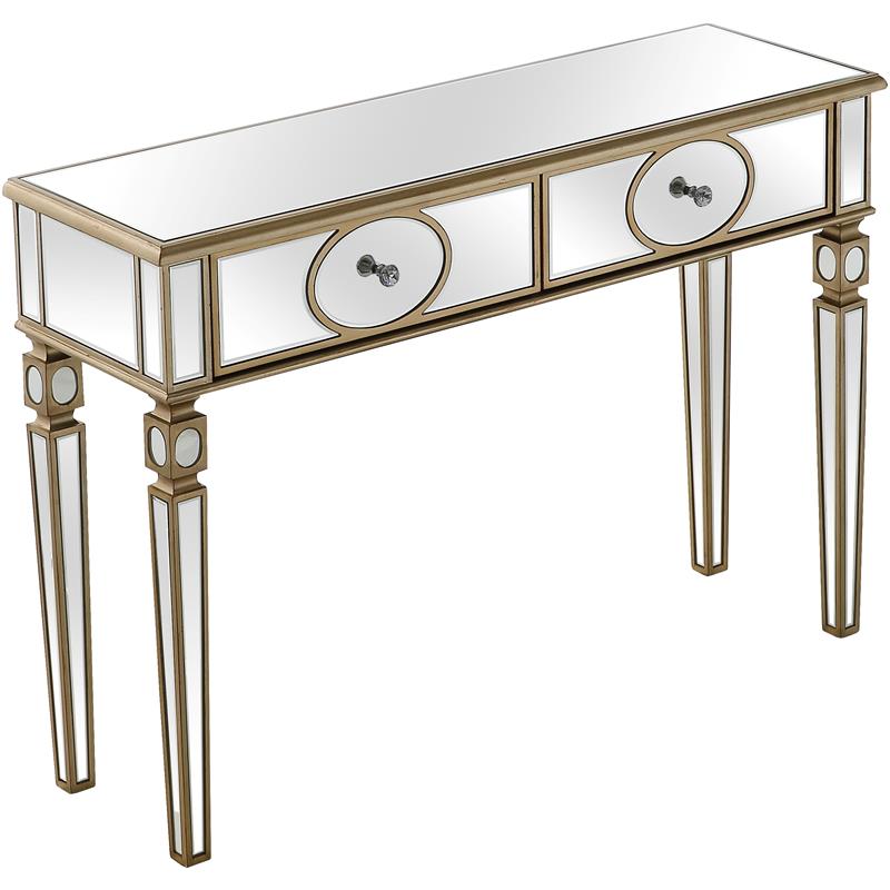 Holland Mirrored Glass Console Table with Gold Accents