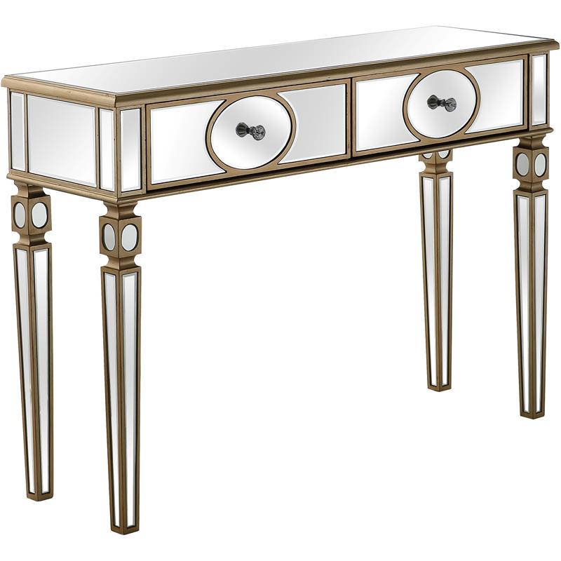 Holland Mirrored Glass Console Table with Gold Accents