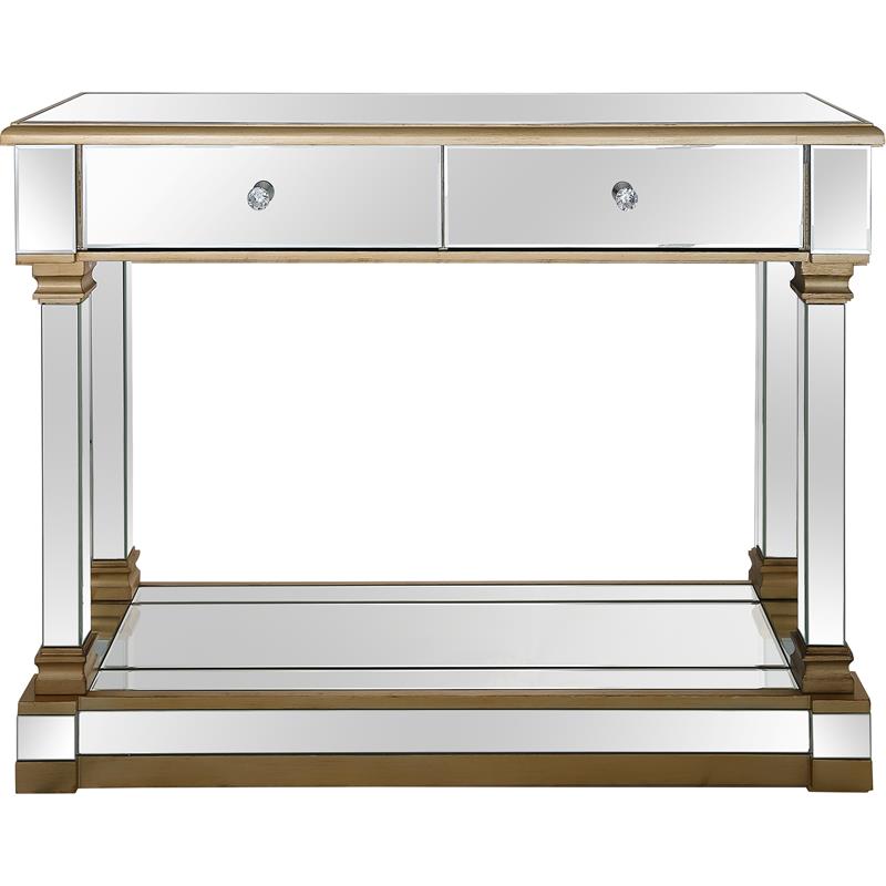 Declan Mirrored Glass Console Table with Gold Accents