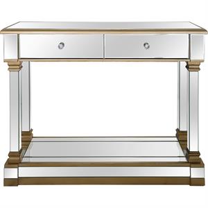 Declan Mirrored Glass Console Table with Gold Accents