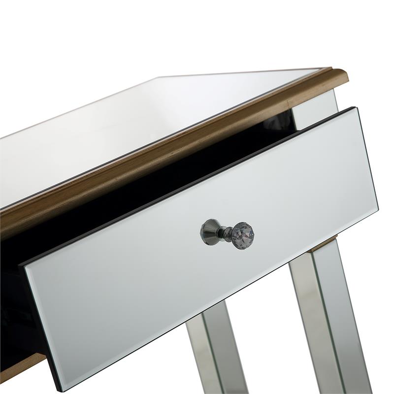 Declan Mirrored Glass Console Table with Gold Accents