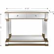 Declan Mirrored Glass Console Table with Gold Accents