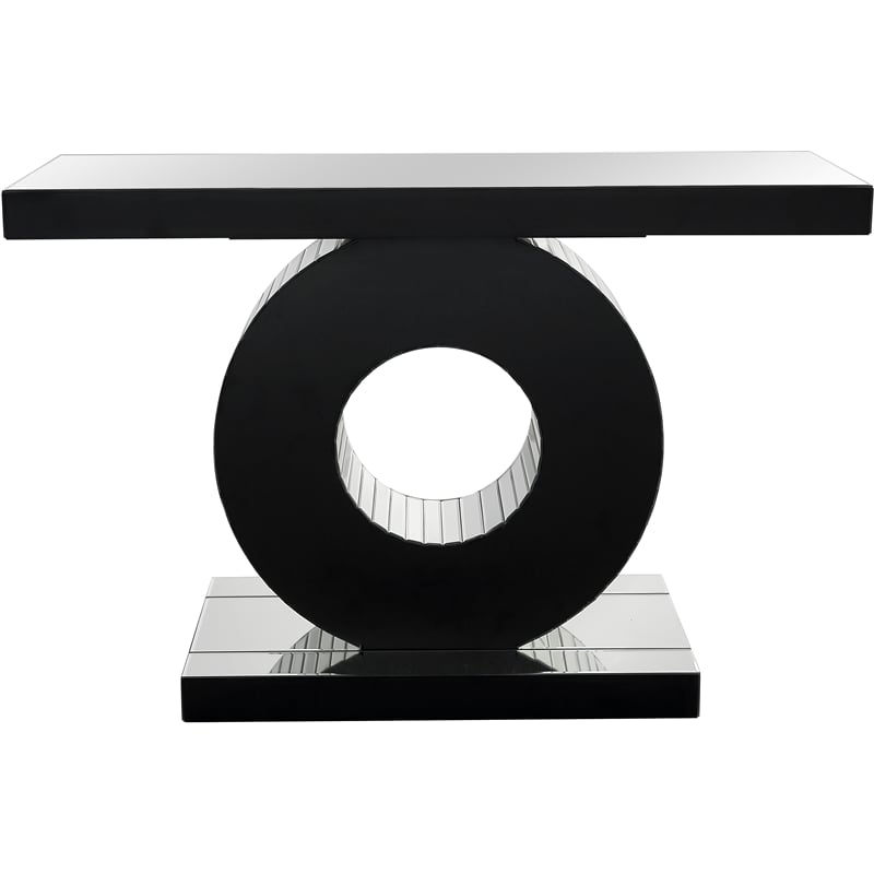 Helios Mirrored Glass Console Table With Inlaid Circular Pedestal