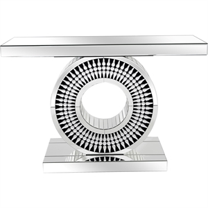 Helios Mirrored Glass Console Table With Inlaid Circular Pedestal