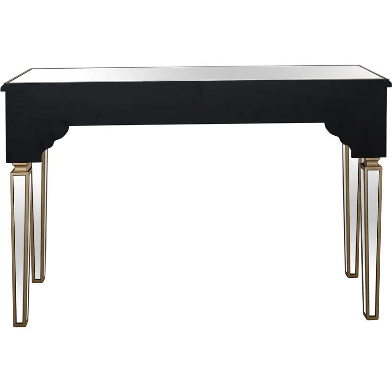 Zahra Mirrored Glass Console Table with Gold Accents