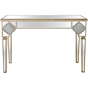 Zahra Mirrored Glass Console Table with Gold Accents