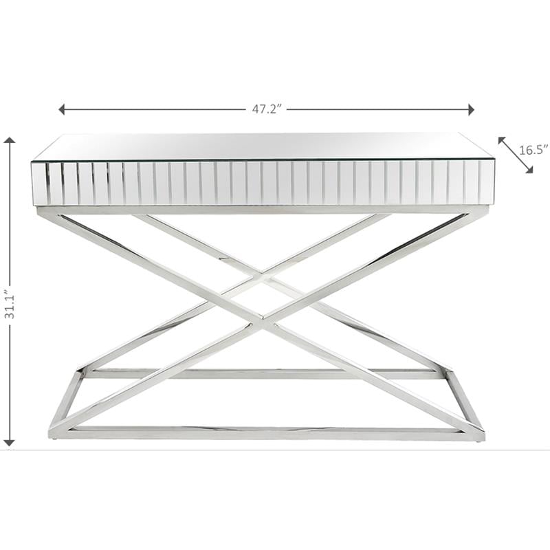 Camden Isle Kinney Console Table with Silver Stainless Steel Frame