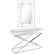 Camden Isle Kinney Wall Mirror and Console Table in Silver Stainless Steel Frame