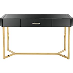 Camden Isle Sonya Console Table with Black Mirror and Stainless Steel Frame