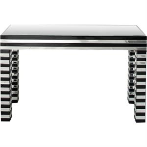 Camden Isle Clear and Black Waves Console Table with Glass in Black Finish