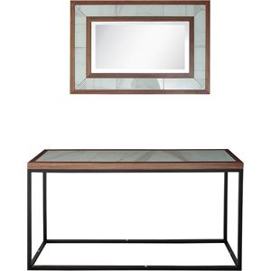 Camden Isle Riley Wall Mirror and Console Table with Wood in Brown Finish