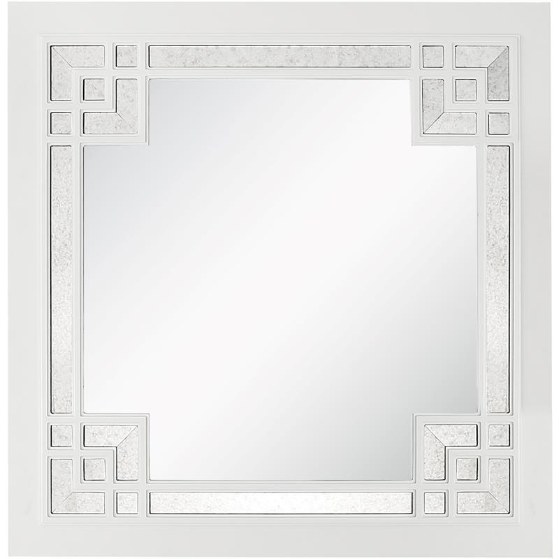 Camden Isle Dynasty Wall Mirror and Console Table with Glass in White Finish