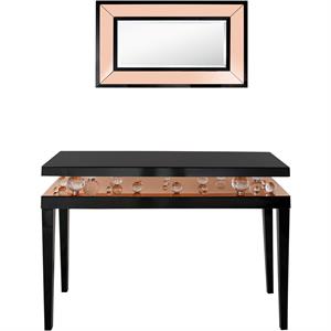 Camden Isle Gelenau Wall Mirror and Console Table with Wood in Gold Finish