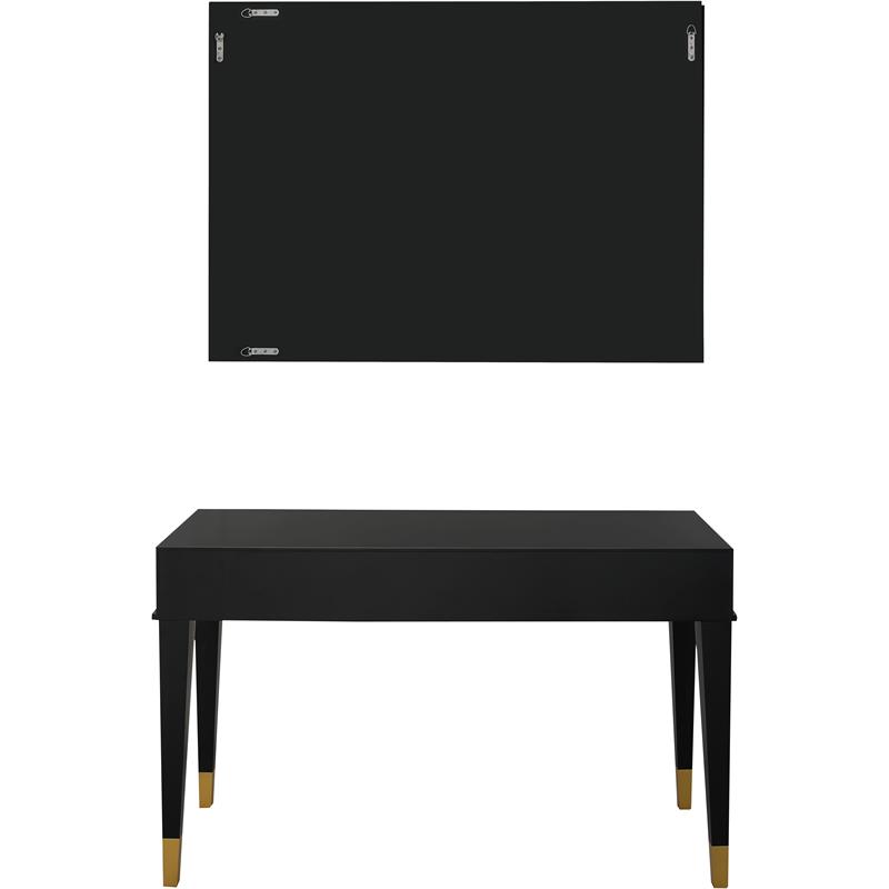 Camden Isle Makalu Wall Mirror and Console Table with Wood in Black Finish